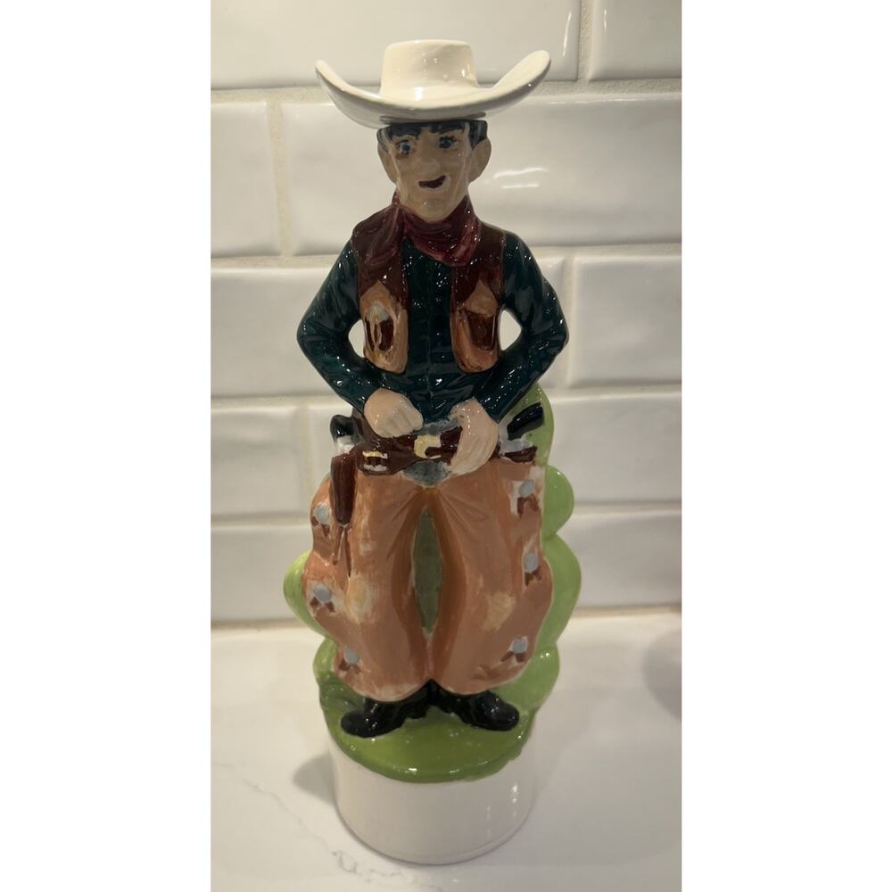Vtg Cactus Juice Cowboy decanter 1970's decanter whiskey Ceramic Western Decor